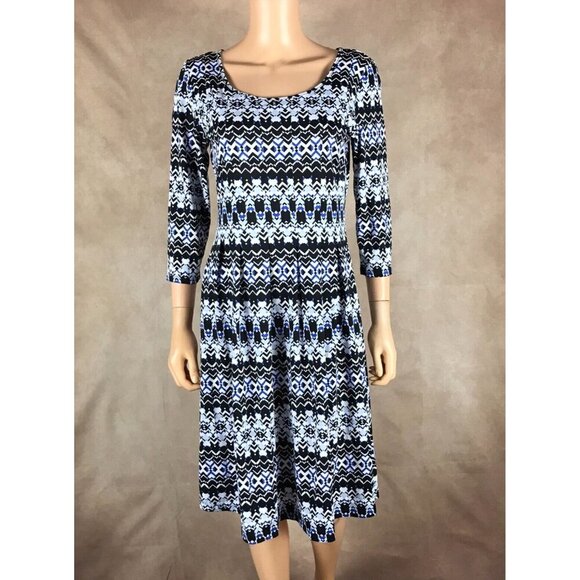 NY Collection Geo-Patterned 3/4-Sleeve Jersey Dress NWT Medium Petite - Picture 4 of 11